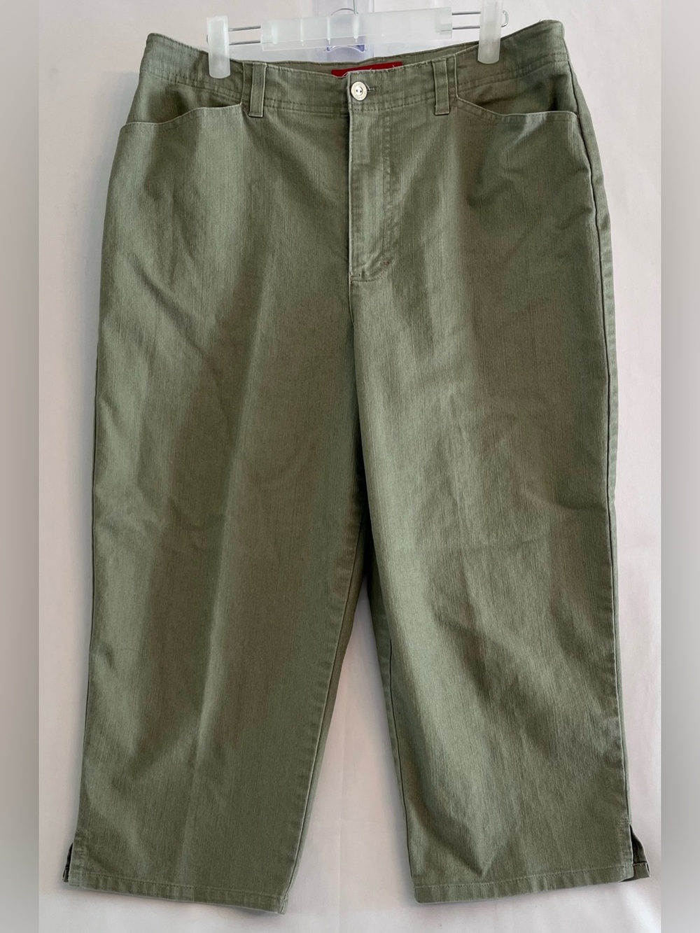 Gloria Vanderbilt Olive Green Cropped Capri Pants Size 12 Gorpcore Utility